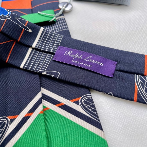 🎁RL HOLIDAY 25'🎁🆕💯US OPEN RALPH LAUREN PURPLE LABEL LUXURY TENNIS MOTF TIE🔥 - Picture 8 of 16